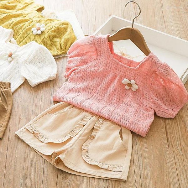 Conjuntos de ropa Traje de niñas de moda Baby Baby Hollow Top y pantalones cortos de dos piezas ropa de niña pequeña