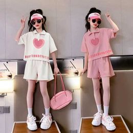Ensembles de vêtements Girls Summer loisirs Polo de style coréen + short 4-14 ans jeune étudiant de vêtements pour enfants Vêtements Setl2403