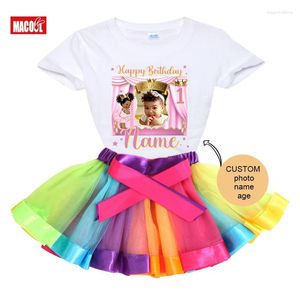 Ensembles de vêtements Girls1st Birthday Tenues Set PO CUSTOM PO Nom Girl Girl First Party Shirts Kids Hobe Jirt T-shirt Child Suits