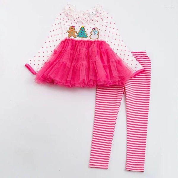 Conjuntos de ropa Girlymax Árbol de Navidad Bebé Niñas Muñeco de nieve Bordado Raya Puntos Tutu Pantalones Ruffles Set Niños