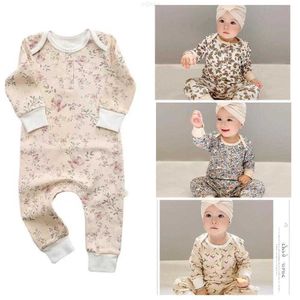 Ensembles de vêtements Gots coton bio imprimé à manches longues nouveau-né bébé vêtements Onesie barboteuses