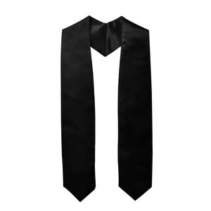 Ensembles de vêtements Graduationmall Adulte Graduation Plain Stole Satin Fabric In BlackClothing