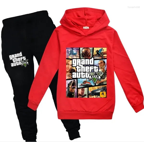 Ensembles de vêtements Grand Theft Auto V GTA 5 Sweat à capuche pour enfants Pantalon 2pcs Pull à manches longues Garçons Sweat-shirt Adolescentes 2-16 ans
