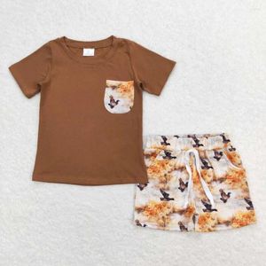 Ensembles de vêtements verts à manches courtes salar salar canard garçons rts pour enfants vêtements de bébé boutique en gros dans un gamin en stock