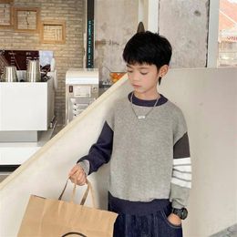 Kledingsets Hai Ma Home 23 Autumn Boys Crewneck Loose Sweater Koreaanse versie van Children's Top Cuhk binnenin