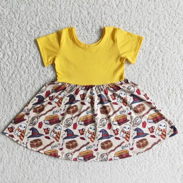 Conjuntos de ropa Llegada de Halloween RTS Ropa para niña pequeña Impresión de dibujos animados Vestido de manga corta Boutique Niños lindos de alta calidad