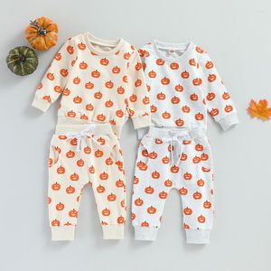 Ensembles de vêtements Halloween Infant Toddler Enfants Bébé Vêtements Pour Garçons Filles Citrouille Imprimer Ras Du Cou À Manches Longues Sweats Pantalons Tenues