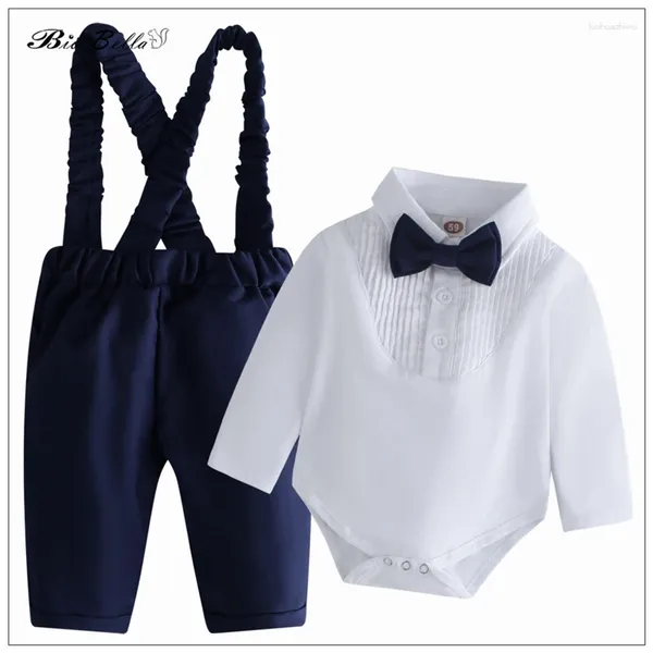 Ensembles de vêtements beaux bébé garçon congée formelle gentleman gentleman tenues bodySuit Tie Pantal