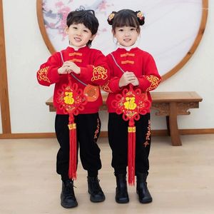 Conjuntos de ropa Hanfu 1-10 años Bebés Niñas Ropa de invierno Año Niños Estilo tradicional chino Traje Tang Niños Niños Traje rojo