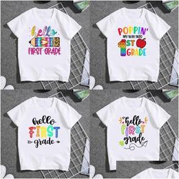 Ensembles de vêtements Hello First Grade T-shirt Enfants Funny Day Back to Shool Tshirts Unisexe Top Summer Beau cadeau Teens Tees White Drop Dhfxq
