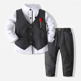 Ensembles de vêtements de haute qualité pour garçons, costumes pour enfants, vêtements pour hommes, costume 3 pièces, chemise à manches longues pour enfants, gilet et pantalon