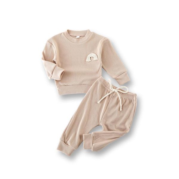 Conjuntos de ropa hitomagic nacido bebé niño ropa niña infantil para otoño primavera con conjunto de arco iris rosa tela acanalada niños