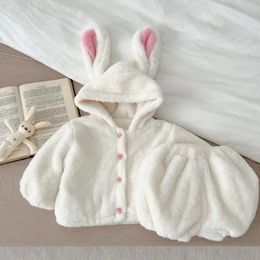 Ensembles de vêtements HoneyCherry bébé fille hiver peluche lapin ensemble mignon chaud mode fourrure vêtements bébé fille vêtements 231010