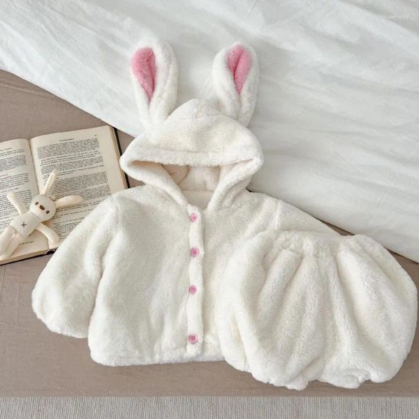 Conjuntos de ropa HoneyCherry Baby Girl Invierno Peluche Conejo Conjunto Lindo Cálido Moda Ropa Peluda