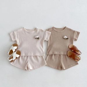 Ensembles de vêtements Honeycherry Summer Infant Colures courtes et shorts Set Boys Girls Baby Round Neck Pullover Two-Piece Kids Vêtements