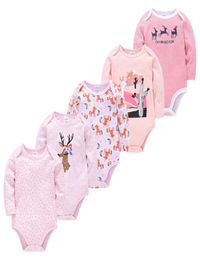 Conjuntos de Ropa Honeyzone Baby Girl 5 uds 3 uds 100 algodón monos de niño nacido Ropa de manga larga Para bebés Body Sleepers6108247