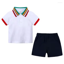 Ensembles de vêtements Hooyi garçons vêtements d'été garçon shorts chemises pantalon enfant en bas âge bébé 2 pièces costumes hauts blancs survêtements décontractés