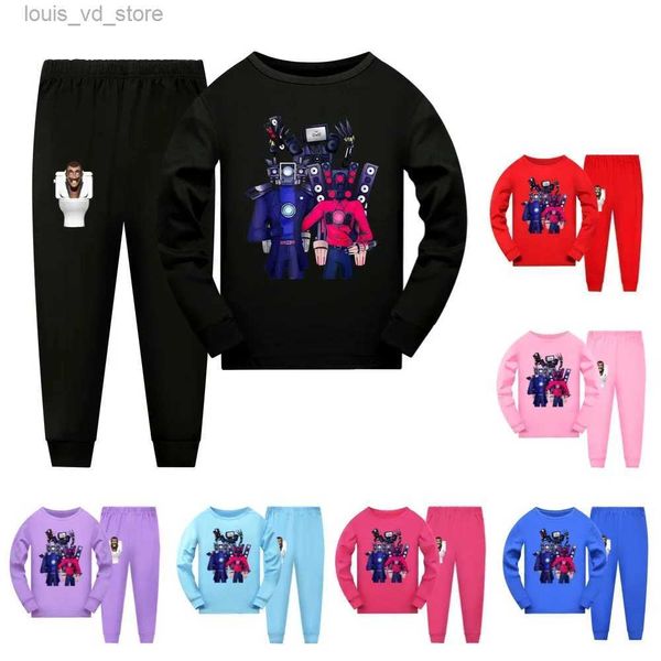 Conjuntos de ropa Juego caliente Skibidi Toilet Tocs Camiseta para niños Titán Speakerman TV Man Pajamas Boys Long Sleepwear