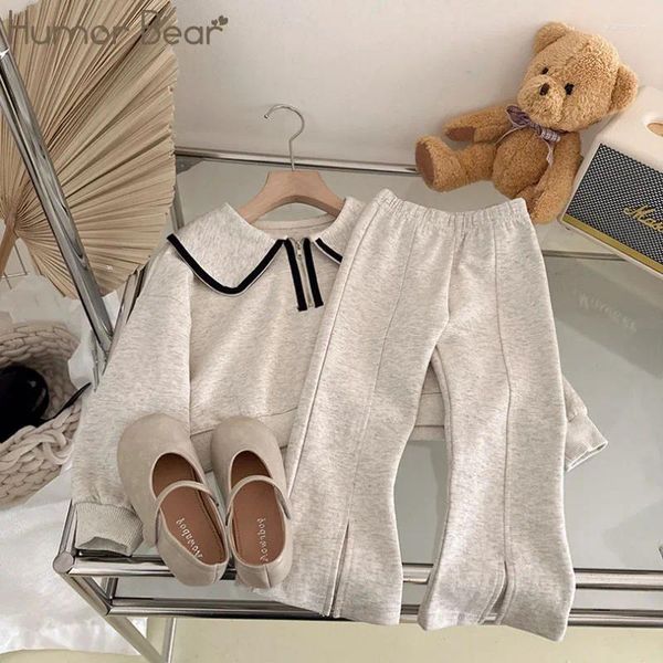 Ensembles de vêtements Humor Bear Girls Printemps et automne Mode coréenne Baby Doll Pull Pantalon Casual Deux pièces Ensemble Robes Outfit 3-7Y