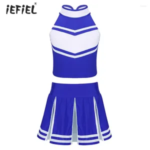 Vêtements Ensembles iefiel kids girls pom-pom girl costume tenues scolaires de cosplay fête des performances de scénario