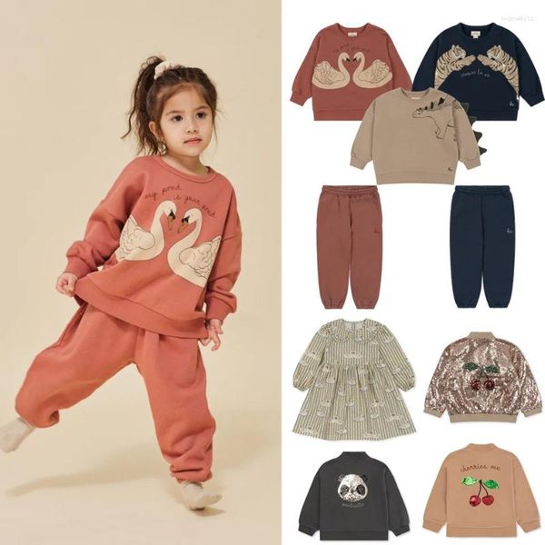 Juegos de ropa en stock KS Sweaters para niños Set 2024 Autumn Winter Brand Boy Sweinshirts Chaqueta Pantalones de moda Fashion Fashion Se estampando