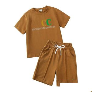 Ensembles de vêtements en stock Summer Toddler Baby Girls Vêtements Ensembles Designer T-shirts à manches courtes Tops Coton Casual Shorts Pantalons 2pcs Set Dhcfl