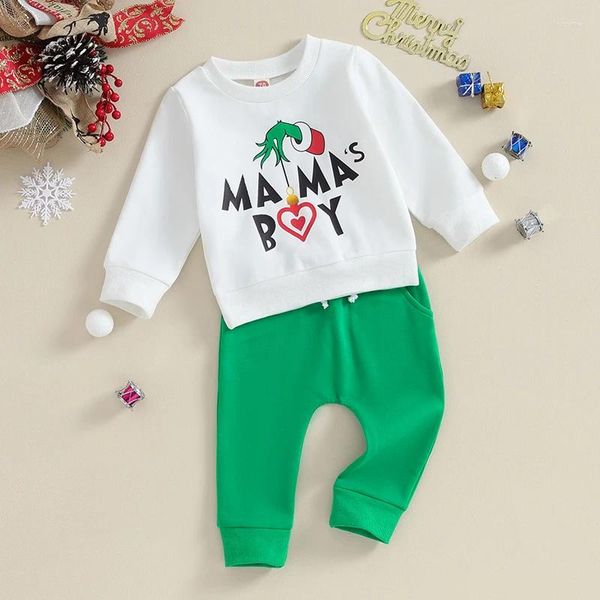 Vêtements Enfants Baby Boy Boy Tenue de Noël Mamas Love Sweatshirt Top Elastic Taist Casual Pant