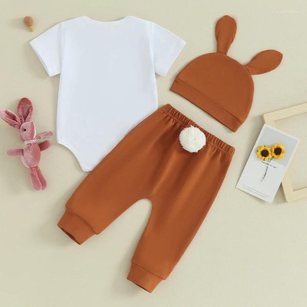 Ensembles de vêtements pour bébés garçons, barboteuse de pâques et pantalons longs, tenue de maison, vêtements mignons avec chapeau