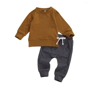 Vêtements Enfants Baby Boy Girl 2pcs Set Skinny Sweet Pullover Pullover Tops Flexible Pant
