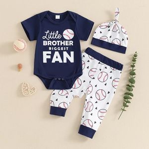 Vêtements Enfants Baby Boy Boy Lettre de tenue d'été Imprimé manches courtes Romper et Pantalon de baseball Pantalons de gabas