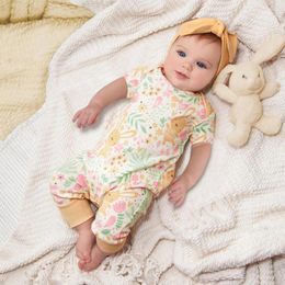 Clothing Sets Infant Baby Boys Girls Easter Cartoon Printed Romper Jumpsuit Headbands
