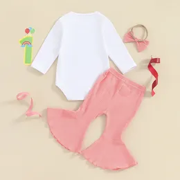 Ensembles de vêtements bébé bébé fille mon 1er anniversaire tenues flocon de neige à manches longues barboteuse côtelé pantalon évasé bandeau gâteau Smash vêtements