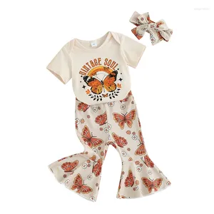 Vêtements Enfant bébé bébé fille d'été tenue papillon vintage soul à manches courtes pantalon poussiér