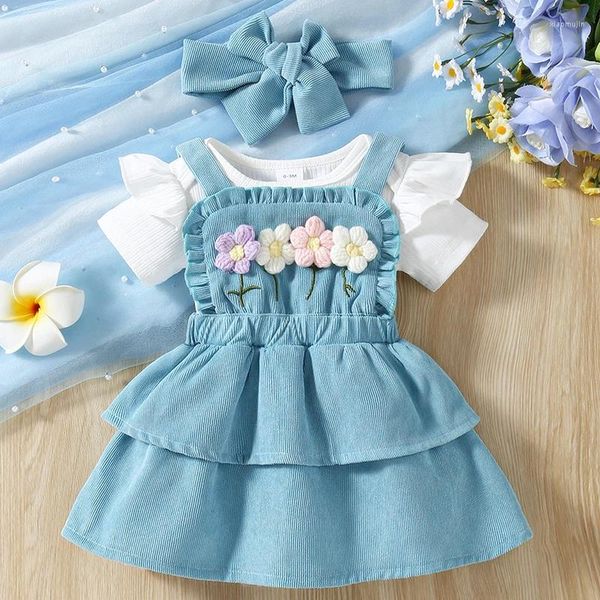 Conjuntos de ropa Baby Baby Babysuits trajes de mangas cortas Muestras de crochet Flores de cañón Cabeza de cabello Summer Summer