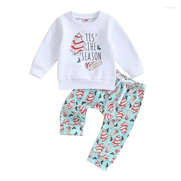 Conjuntos de ropa Infantil Bebé Niñas Niños Trajes de Navidad Manga larga Santa Sudadera Tops Jogger Pantalones Conjunto Lindo Otoño Invierno Ropa