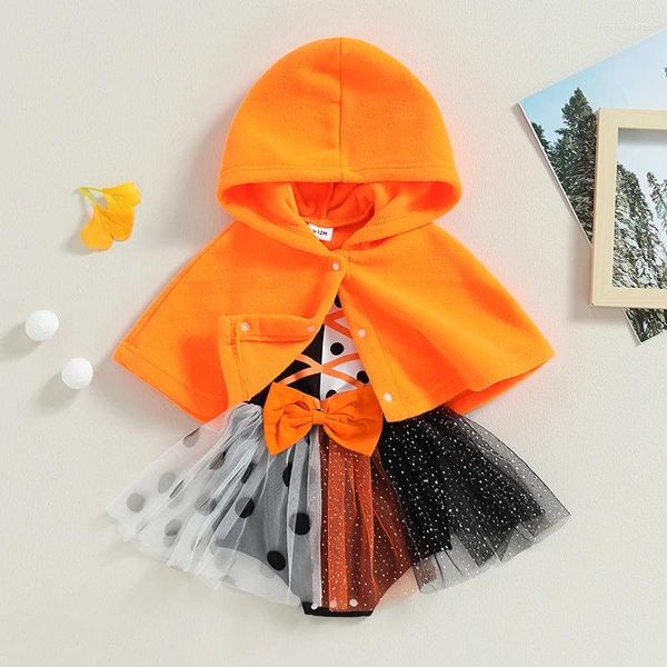 Ensembles de vêtements pour bébés filles, robe d'halloween en tulle, Costume de sorcière, cape, robes de Cosplay pour tout-petits