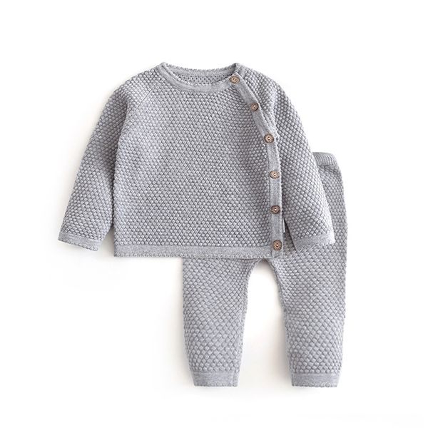 Ensembles de vêtements infantile bébé pull costume automne hiver fille tricot ensemble chaud garçon 2 pièces né vêtements 03 ans 221007