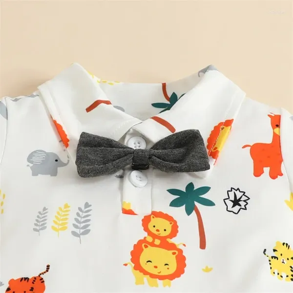 Vêtements Enfant Boys Boys Mentlemen Vêtements Tenues Cartoon Cartoon Animal Imprimé Bowtie Bowtie Rober et Stracts Shorts Saut trontitnts 2 PCS