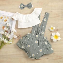 Ensembles de vêtements bébé filles sans manches imprimés floraux barboteuse body bretelles jupes langes pour bébé 612 mois fille vêtements
