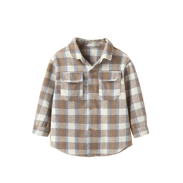 Enfants Chemises Infantile Enfants Bébés Filles Garçons Casual Revers Chemise Manches Longues À Carreaux Motif Simple Boutonnage Tops Blouses Chemises À Carreaux 230531