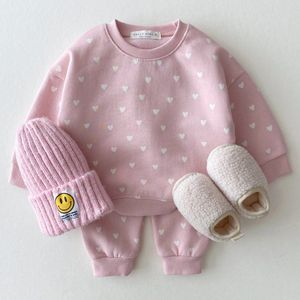 Kledingsets Baby Puur Katoen Hoodies Casual Outfit Lente 2-delige Set Baby Meisjes Leuke Afdrukken Mode Dunne SweatshirtsBroek 230919