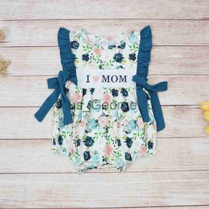 Kleding Sets Baby Romper Babi Meisjes Kleding I Love MOM Borduurwerk Bodysuit Outfit Mouw Een Stuk Shorts Littice Jumpsuit Voor 03T Babi J230630