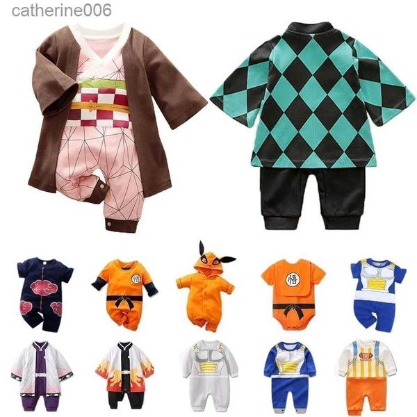 Vêtements Enfant Baber Boy Boy Boy Girl Vêtements Anime Demon Halloween Slayer Halloween Cosplay Costume Kids Cotton Jumps Suit Toddle Sollow231202