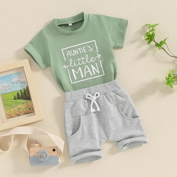 Conjuntos de ropa Infantil Niño Bebé Niña Niño Ropa Manga Corta Tía S Pequeño Hombre Traje Cuello Redondo Lindo Verano