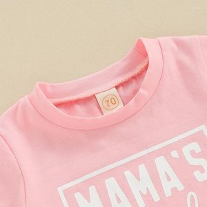 Kleding sets baby peuter babymeisje kleren korte mouw t-shirt lettertoppen roze zomers shorts set 2pcs mama's ie pak