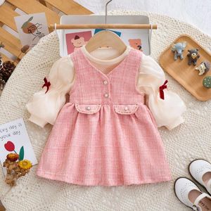 Kledingsets Ins 2024 Lente Herfst Koreaanse Geboren Meisjes 2 Stuks Mouwloze Zoete Mode Comfort Baby Jurk Ronde Hals Baby shirt