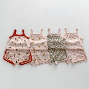 Ensembles de vêtements Ins bébé pyjamas ensemble été enfants fronde débardeur shorts deux pièces tenue infantile filles costume à la maison tout-petits garçons