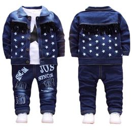 Kleding Sets Jacket Katoen T -shirtbroek 3 -stig jeans pak lente herfst baby jongens meisjes kleding baby sport kinderen 1 2 3 4 jaar oud 230823