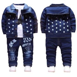 Conjuntos de ropa Chaqueta Camiseta de algodón Pantalones 3 piezas Jeans Traje Primavera Otoño Bebés Niñas Ropa Infantil Deporte Niños 1 2 3 4 años 230823