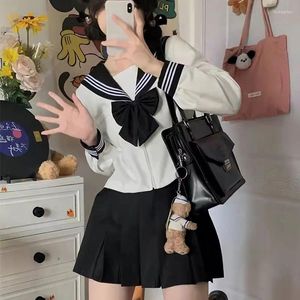 Kledingsets Japan Student University Sailor Outfit Pak Koreaanse zomer High School Kawaii JK Uniforms Set Girl Women Seifuku 3xl Black